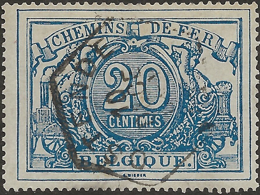 Railway Stamp: White numeral with french text