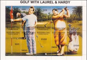 Mini Sheet, Glf with Laurel & Hardy, Cinderellas,  , Actors, Famous People
