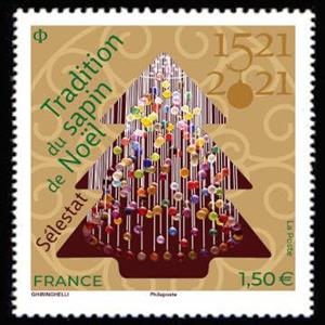 Stamp, Sélestat Christmas Tree, 500th Anniversary, France,  , Christmas, Trees