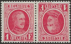 Tete-Beche, King Albert I- type Houyoux, Belgium,  , Famous People, Heads of State, Kings, Men, Royalty