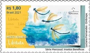 Stamp, Dragonfiles, Brazil,  , Animals (Fauna), Dragonflies, Insects