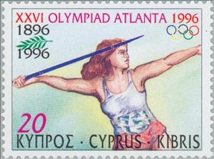 Stamp, Olympic Games Atlanta - Javelin, Cyprus,  , Special Occasions, Sport, Olympic Games