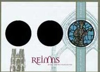 Souvenir Sheet, Reims Cathedral Windows 3, Cinderellas,  , Churches - Cathedrals - Basilicas - Chapels, Round Stamps, Stained-glass, Windows