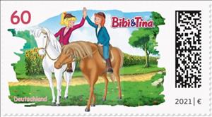 Stamp, Bibi and Tina, Germany, Federal Republic,  , Animals (Fauna), Cartoons, Horses, Mammals