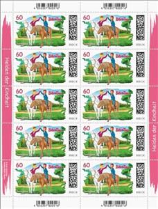 Mini Sheet, Bibi and Tina, Germany, Federal Republic,  , Animals (Fauna), Cartoons, Horses, Mammals