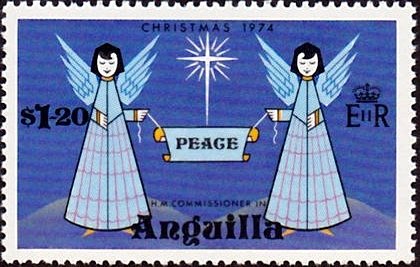 Two angels with star and "Peace"