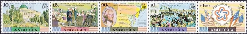 Strip of 5, American Bicentennial