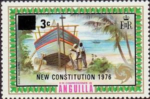Stamp, Surcharged: Boat building, Anguilla,  