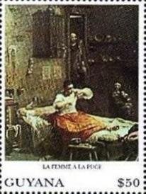 Stamp, "Woman with a Flea" - Crespi, Guyana,  