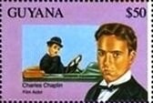 Stamp, Charlie Chaplin (Actor), Guyana,  , Actors, Authors, Famous People, Headgear, Literary People (Poets and Writers), Literature