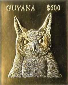 Stamp, Owl, Guyana,  , Animals (Fauna), Birds, Birds of Prey, Owls