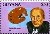 Stamp, Pablo Picasso (Painter), Guyana,  , Famous People, Painters