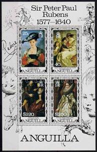 Souvenir Sheet, Souvenir Sheet of 4, Rubens Paintings, Anguilla,  , Paintings