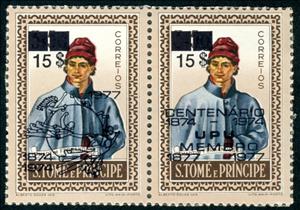Se-tenant, Martim Fernandes Overprint Type a & b, São Tomé and Príncipe,  , Explorers, Famous People, Men, Navigators, U.P.U.