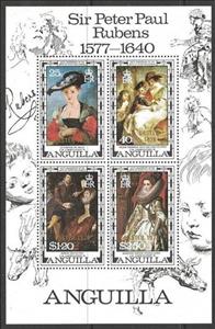 Souvenir Sheet, Souvenir Sheet of 4, Rubens Paintings Overprinted, Anguilla,  , Paintings