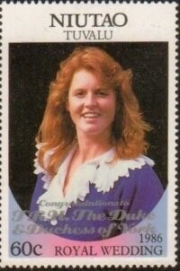 Stamp, Sarah Ferguson with Overprint, Tuvalu, Niutao,  , Royalty