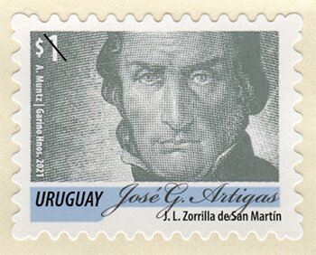 Stamp, General Jose Artigas (2021 Imprint Date), Uruguay,  , Famous People, Generals, Heroes, Independency Activists, Men, Military Officers, Politicians, Государственный деятель