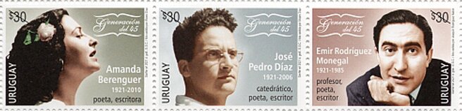 Se-tenant, Writers of the Generation of '45, Uruguay,  , Authors, Famous People, Literary People (Poets and Writers), Literature