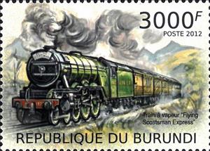 Stamp, Flying Scostsman Express, Burundi,  , Locomotives, Railways