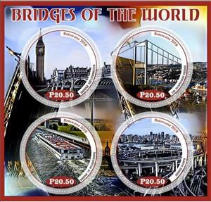 Mini Sheet, Architecture Bridges of the world, Cinderellas,  