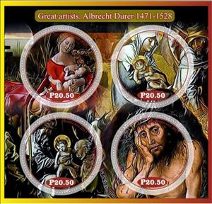 Mini Sheet, Art Great artists Albrecht Durer, Cinderellas,  