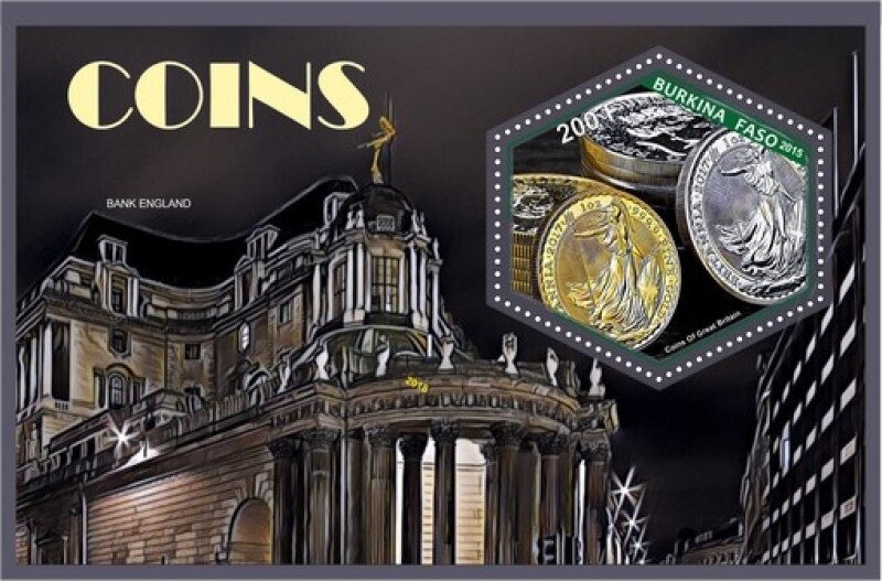 Coins on stamps