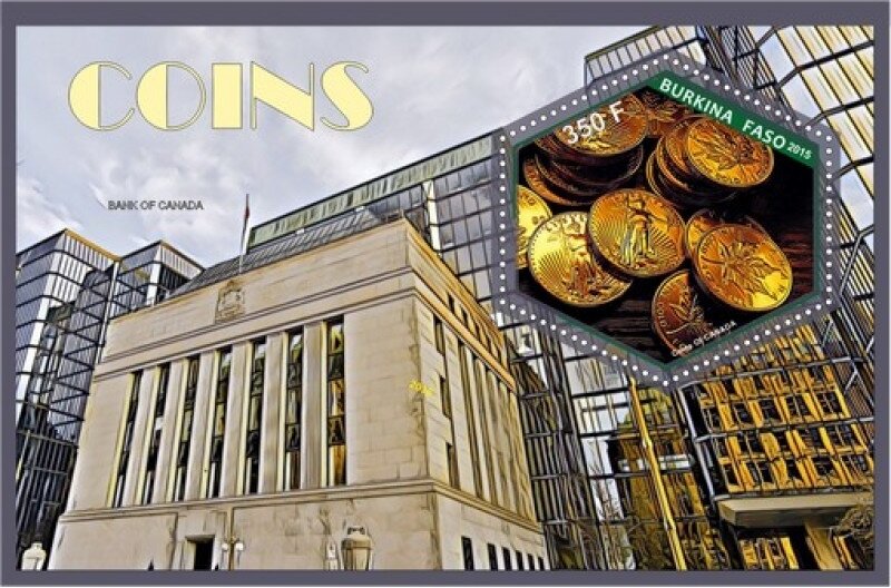 Coins on stamps