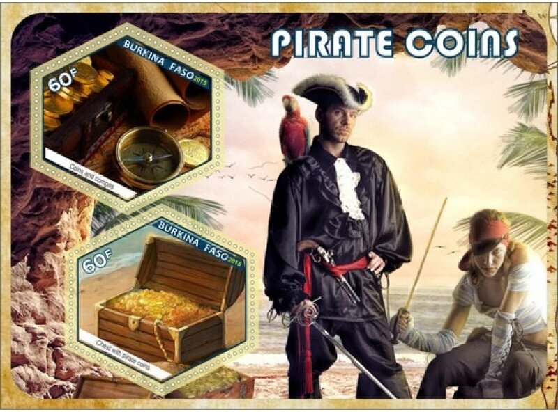 Coins on stamps Pirate Coins
