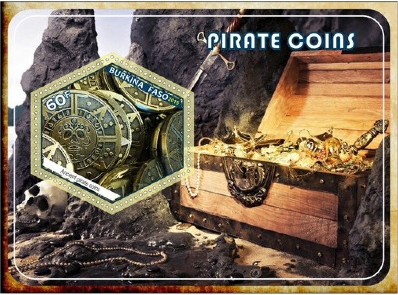 Coins on stamps Pirate Coins