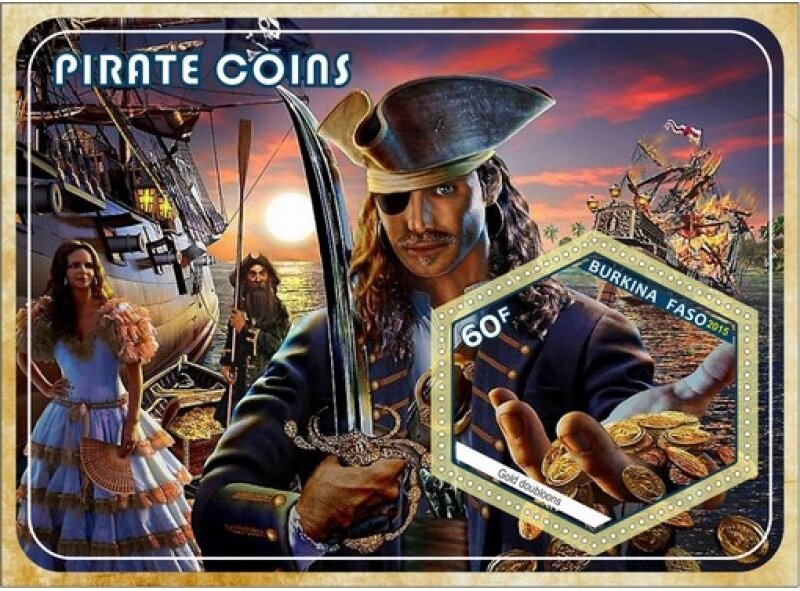 Coins on stamps Pirate Coins