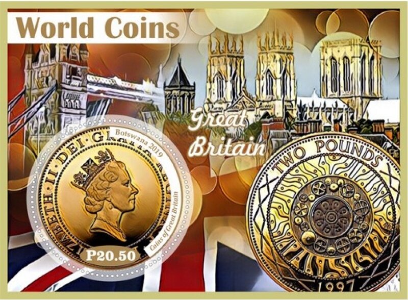 Coins on stamps World coins