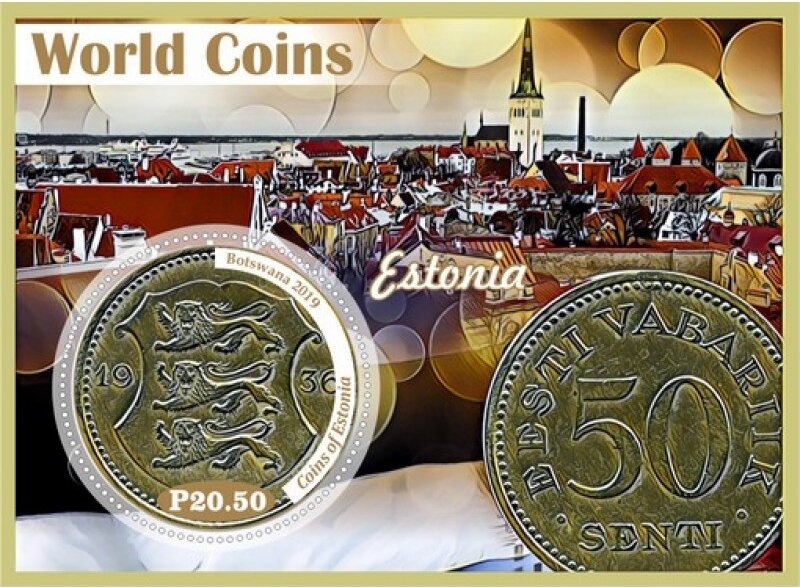 Coins on stamps World coins
