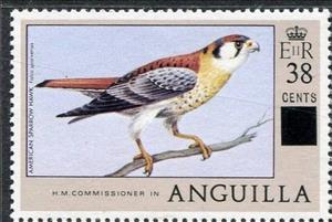 Stamp, American Kestrel (Falco sparverius), Anguilla,  , Birds of Prey
