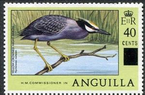 Stamp, Yellow-crowned Night Heron (Nyctanassa violacea), Anguilla,  , Birds