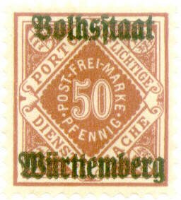 Stamp, Overprint Volkstaat, German States,  