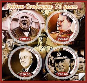 Mini Sheet, Great People 75 years Tehran Conference, Cinderellas,  