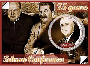 Souvenir Sheet, Great People 75 years Tehran Conference, Cinderellas,  