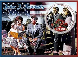 Souvenir Sheet, Great People John Kennedy and his family, Cinderellas,  