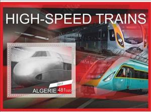 Souvenir Sheet, High-speed trains, Cinderellas,  , Locomotives, Railways