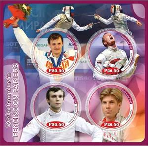 Mini Sheet, Sport World champions in fencing on rapiers, Cinderellas,  , Olympic Games, Sports