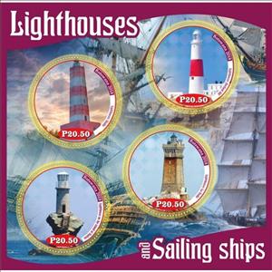Mini Sheet, Transport Lighthouses and sailing ships, Cinderellas,  , Lighthouses, Sailing Ships, Ships