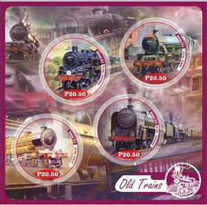 Mini Sheet, Transport Old trains, Cinderellas,  , Locomotives