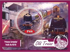 Souvenir Sheet, Transport Old trains, Cinderellas,  , Locomotives