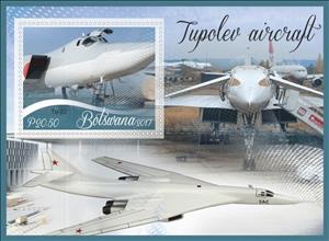 Souvenir Sheet, Transport Tupolev aircraft, Cinderellas,  