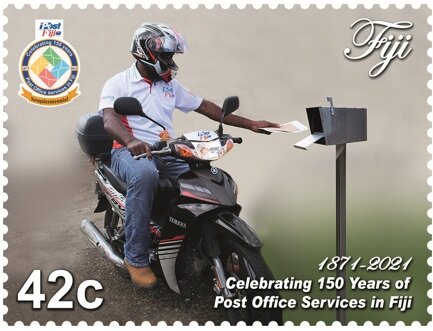 Postman on Motorbike Delivering Letter
