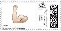 Stamp, Brawny Arm Emoji. Physical or Mental Strength, France- Personalized stamps,  , Cartoons