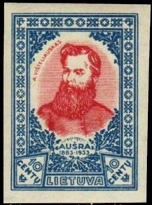 Stamp, Andrius Visteliauskas (1837-1916) - one of the "Ausra" found, Lithuania,  , Authors, Famous People