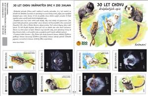 Booklet, 30 Let Chovu DrÁpkatÝch Opic V Zoo Jihlava 2, Personalized and Private Mail Stamps,  , Animals (Fauna), Anniversaries and Jubilees, Monkeys, Zoos