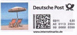 Stamp, Deckchairs and Umbrella, Personalized and Private Mail Stamps,  , Beaches, Furniture, Umbrellas