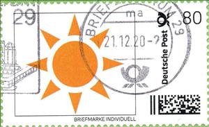 Stamp, Logo Orange Sun, Personalized and Private Mail Stamps,  , Logos, Sun